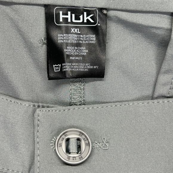 Huk Pursuit Mens XXL 6" Inseam Gray Chino Shorts 43x6 Elastic Waist Fishing Camp - Picture 3 of 13